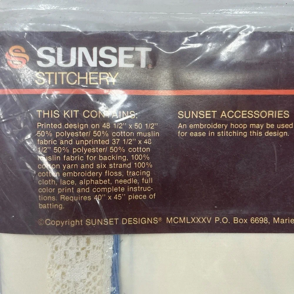 Vintage 70's Sunset Stitchery Keepsake Quilt & Pillow Embroidery Kit 33